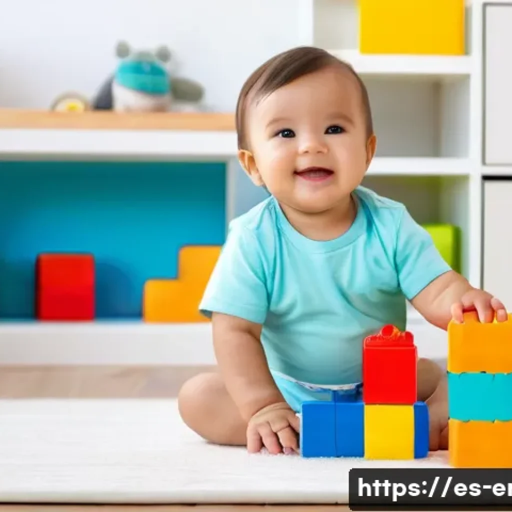 에너지기술자 취업 면접 질문 정리 - **A toddler (wearing a diaper) playing with colorful building blocks in a brightly lit nursery. Soft...